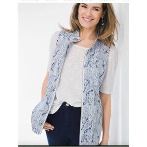 Chicos 3 zenergy Neema Reversible Vest Blue striped paisley womens size XL